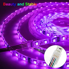 Load image into Gallery viewer, RGBZONE 32.8ft 4 Pin RGB Extension Cable Wire Cord and 5Pcs 4 Pin LED Light Strip Connectors Strip to Wire Quick Connection for 10mm Wide Waterproof or Non-Waterproof 5050 3528 LED RGB Strip Light
