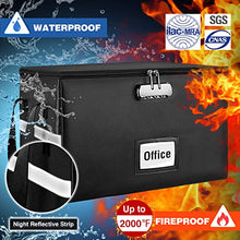 Load image into Gallery viewer, File Organizer with Lock, TREONYIA 16"(L)*13"(W)*10.3"(H) Large Fireproof Document Bag Portable Important Document Organizer for Office, Home or Travel, for Files/Letter/Legal Folder/Laptop-Black
