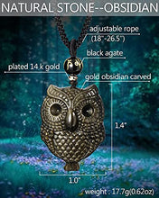 Load image into Gallery viewer, Lightock Gold Obsidian Owl Gift Necklace Pendant Lovely Animal for Women Natural Gemstone Protection Healing Crystal Stones
