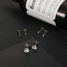 Load image into Gallery viewer, Magitaco 9 Pairs Stud Earrings Surgical Steel Dainty Small Heart Moon and Star Earrings Minimalist Geometric CZ Silver Ball and Triangle Earrings Sets for Women Men
