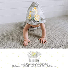 Load image into Gallery viewer, Spasilk Bath Hooded Towels &amp; Washcloths Set for Babies, 23-Piece Gift Set, Grey, (Gift GBA23 0501)
