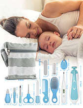 Load image into Gallery viewer, OTTOLIVES Baby Healthcare and Grooming Kit, 24 in 1 Baby Electric Nail Trimmer Set Newborn Nursery Health Care Set for Newborn Infant Toddlers Baby Boys Girls Kids Haircut Tools (0-3 Years+) (Blue)
