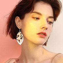Load image into Gallery viewer, Florideco 16 Pairs Leopard Faux Leather Earrings for Women Layered Leather Petal Leaf Lozenge Teardrop Dangle Earrings Lightweight
