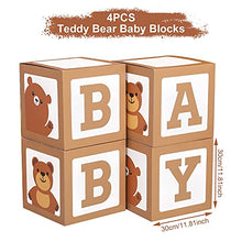 Load image into Gallery viewer, Teddy Bear Baby Shower Boxes for Birthday Party Decorations – 4 Brown BABY Balloon Boxes With Teddy Bears Printed,Baby Blocks for First Birthday Boys Girls Babyshower Decorations Gender Reveal Backdrop
