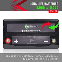 Load image into Gallery viewer, GLI Lithium-ion Deep Cycle Rechargeable Battery – 12v 100Ah IP54 Extreme Weather Resistant – up to 5,000 Cycle Long-Life – for Marine, Trolling Motors, RV, Off-Grid and Solar – with Charger &amp; Cables
