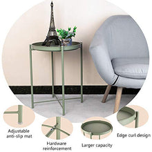 Load image into Gallery viewer, EKNITEY End Table,Folding Metal Side Table Waterproof Small Coffee Table Sofa Side Table with Removable Tray for Living Room Bedroom Balcony and Office (Atrovirens)
