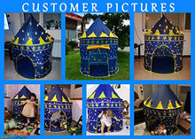 Load image into Gallery viewer, LimitlessFunN Kids Play Tent with Star Lights &amp; Carrying Case [ Pop Up Portable Glow in The Dark Stars Blue ] Children Castle Playhouse for Girls &amp; Boys, Indoor &amp; Outdoor Use

