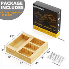 Load image into Gallery viewer, SpaceAid Bag Storage Organizer for Kitchen Drawer, Bamboo Organizer, Compatible with Gallon, Quart, Sandwich and Snack Variety Size Bag (4 Pack)
