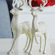 Load image into Gallery viewer, Set of 2 Holiday Reindeer Figures: 12.5 Inches Glitter Reindeer Decor by RAZ Imports (Silver)
