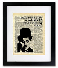 Load image into Gallery viewer, Charlie Chaplin - You'll Never Find A Rainbow - Dictionary Art Print - Vintage Dictionary Print 8x10 inch Home Vintage Art Wall Art for Home Wall For Living Room Bedroom Office Ready-to-Frame
