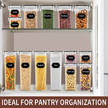 Load image into Gallery viewer, Airtight Food Storage Containers Set with Lids - 24 PCS, BPA Free Kitchen and Pantry Organization, PRAKI Plastic Leak-proof Canisters for Cereal Flour &amp; Sugar - Labels &amp; Marker, Black
