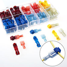 Load image into Gallery viewer, AIRIC 120PCS T Tap Wire Splice Connectors 22-10 Gauge Electric Wire Terminals Self-Stripping Nylon Fully Insulated Male Quick Disconnects Spade Terminals Kit
