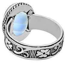 Load image into Gallery viewer, Rainbow Moonstone Ring Size 7 925 Silver Overlay Vintage Style Handmade Solitaire Ring
