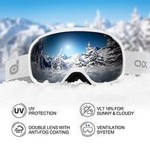 Load image into Gallery viewer, Odoland Snow Helmet, Ski Helmet with Ski Goggles for Snow Sports, Shockproof, Windproof, Safety Snowboard Helmet and Protective Goggles for Men Women and Youth, White, S
