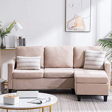 Load image into Gallery viewer, Bonnlo Convertible Sectional Sofa L Shaped Sectional Couch Small 3-Seater Sectional Sofas,Modern Living Room Sectional Sofa Couch with Reversible Chaise (Beige)
