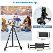 Load image into Gallery viewer, UBeesize 50” Phone Tripod Stand, Aluminum Lightweight Tripod for Camera and Phone, Cell Phone Tripod with Phone Holder and Carry Bag, Compatible with iPhone &amp; Android
