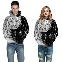 Load image into Gallery viewer, TAKUSHI HF Unisex Fashion Galaxy 3D Digital Printed Pullover Hoodies Hooded Sweatshirts for Sport and Party(Black and White Tiger,S/M)
