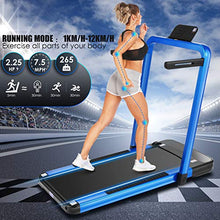 Load image into Gallery viewer, ANCHEER 2 in1 Folding Treadmill, 2.25HP Under Desk Electric Treadmill with Remote Control and Bluetooth Speaker &amp; LCD Monitor, Installation-Free, Exercise Fitness Machine for Home/Office Use (Blue)
