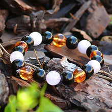 Load image into Gallery viewer, Triple Stone Ultimate Health Bracelet – Men Women Stress Relief Yoga Beads – Inspirational Bracelets – Black Obsidian – Citrine – Rose Quartz – Stone Bead Bracelet (10mm)
