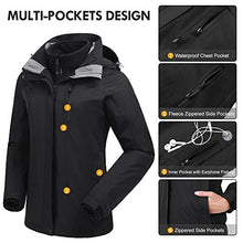 Load image into Gallery viewer, CAMEL CROWN Women's Waterproof Ski Jacket 3-in-1 Winter Coat Windbreaker Fleece Inner for Snow Rain Hiking Outdoor
