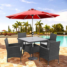Load image into Gallery viewer, Wisteria Lane 5 Piece Outdoor Patio Dining Set, Wicker Glassed Table and Cushioned Chair, Umbrella Cut Out,Grey
