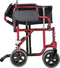Load image into Gallery viewer, NOVA Medical Products Lightweight Transport Chair with Removable &amp; Flip Up Arms for Easy Transfer, Anti-Tippers Included, Red, 19"

