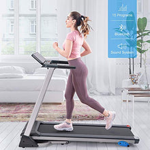 Load image into Gallery viewer, Merax Folding Electric Motorized Running Treadmill, Jogging Walking Machine with Bluetooth Function, Speakers, 15 Preset Programs, Incline Adjustment and Downloadable Sports App (Black)
