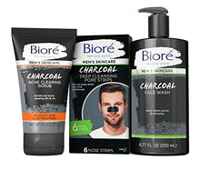 Load image into Gallery viewer, Bioré Men's Blackhead Remover Pore Strips, Charcoal Deep Cleansing Nose Strips for Blackhead Removal on Oily Skin, with Natural Charcoal for Instant Blackhead Removal and Pore Unclogging, 6 Count
