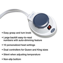 Load image into Gallery viewer, Electric Heated Warming Mattress Pad Dobby Stripe in White Size: Queen
