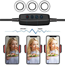 Load image into Gallery viewer, UBeesize Selfie Ring Light with Cell Phone Holder Stand for Live Stream/Makeup, LED Camera Lighting [3-Light Mode] [10-Level Brightness] with Flexible Arms Compatible with iPhone 8 7 6 Plus X Android
