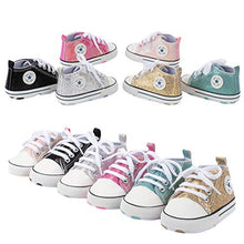 Load image into Gallery viewer, VARWANEO Baby Shoes Sequined Canvas Shoes Baby Newborn Soft-Soled Toddler Shoes Black
