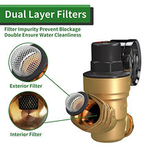 Load image into Gallery viewer, RVGUARD RV Water Pressure Regulator Valve, Brass Lead-Free Adjustable Water Pressure Reducer with Gauge and Inlet Screen Filter for RV Camper Travel Trailer
