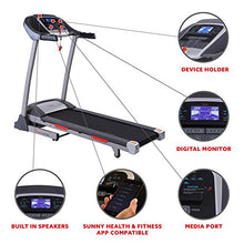 Load image into Gallery viewer, Sunny Health &amp; Fitness Portable Treadmill with Auto Incline, Device Holder, Pulse Grips, 220 LB Max Weight and Shock Absorbers - SF-T7705
