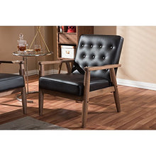 Load image into Gallery viewer, Baxton Studio Sorrento Mid-Century Retro Modern Faux Leather Upholstered Wooden Lounge Chair, Brown
