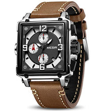 Load image into Gallery viewer, MEGIR Men's Analogue Army Military Chronograph Luminous Quartz Watch with Fashion Leather Strap for Sport &amp; Business Work ML2061G (Brown)
