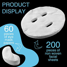 Load image into Gallery viewer, 200 Pieces Pre Cut Facial Mask Paper Sheets White DIY Facial Paper Sheet Natural Spa Skin Care Fiber Paper Non Woven Beauty Face Masks with 60 Pieces Eye Mask Paper for Women Girl Facial Creams Spa
