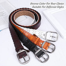 Load image into Gallery viewer, JASGOOD Women’s Hollow Flower Leather Belt for Jeans Pants Wide Belt for Ladies (Suitable for pant size 37-44 Inch, 24-brown)
