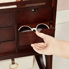Load image into Gallery viewer, SONGMICS 8 LEDs Jewelry Cabinet Armoire with Beveled Edge Mirror, Gorgeous Jewelry Organizer Large Capacity Brown Patented UJJC89K
