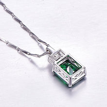 Load image into Gallery viewer, BONLAVIE Women's 6.95ct Created Green Emerald Pendant Necklace 925 Sterling Silver, 18" (Green)
