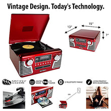 Load image into Gallery viewer, Victrola 50's Retro Bluetooth Record Player &amp; Multimedia Center with Built-in Speakers - 3-Speed Turntable, CD Player, AM/FM Radio | Vinyl to MP3 Recording | Wireless Music Streaming | Red
