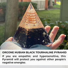 Load image into Gallery viewer, Orgone Pyramid-Black Tourmaline-Crystal-Chakra Balancing Orgone Energy Generator- Nubian Orgonite Pyramid for E-emission Protection – Healing Crystal Boost Immune System Meditation
