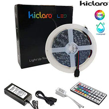 Load image into Gallery viewer, LED Strip Lights,16.4ft Waterproof RGB SMD5050 LED Strips with 44 Key IR Remote Control, Color Changing Tape Light with 12V Power Supply for Room, Bedroom, TV, Kitchen, Desk
