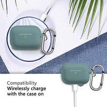 Load image into Gallery viewer, AirPods Pro Case Cover with Keychain, Full Protective Silicone Skin Accessories for Women Men with Apple 2019 Latest AirPods Pro Case,Front LED Visible-Pine Green
