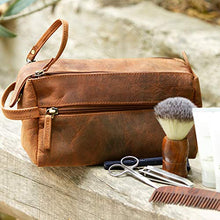 Load image into Gallery viewer, Leather Toiletry Bag for Men - Hygiene Organizer Travel Dopp Kit By Rustic Town
