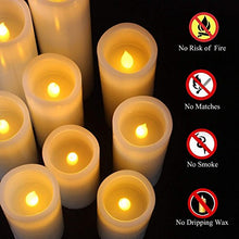 Load image into Gallery viewer, Vinkor Flameless Candles Battery Operated Candles 4" 5" 6" 7" 8" 9" Set of 9 Ivory Real Wax Pillar LED Candles with 10-Key Remote and Cycling 24 Hours Timer

