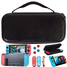 Load image into Gallery viewer, S&amp;J Limited Edition Genuine Leather Hard Shell Nintendo Switch Travel Case with 10 Gamecard Slots Includes Back Protective TPU Dockable Case, 2 Joycon Covers, 4 Thumbstick Caps &amp; Screen Protector
