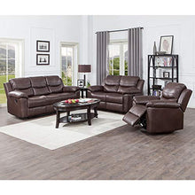 Load image into Gallery viewer, JUNTOSO 3 Pieces Recliner Sofa Sets Bonded Leather Lounge Chair Loveseat Reclining Couch for Living Room - Chocolate
