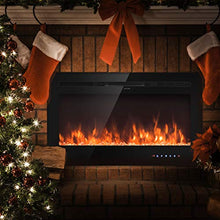 Load image into Gallery viewer, Tangkula 36" Electric Fireplace, in-Wall Recessed and Wall Mounted 750 W / 1500 W Fireplace Heater, Touch Screen Control Panel, 9 Flamer Color, Temperature Control &amp; Timer Crystal Heater (36 inches)
