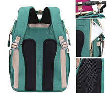 Load image into Gallery viewer, Sussex labels 3in1 large convertible,multipurpose diaper bag.Travel bag for infant and toddlers with BASSINET,CHANGING PAD waterproof spacious Mommy diaper bag pack PLUS A TOY ARCH. (Green)
