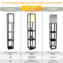 Load image into Gallery viewer, 3-in-1 Shelf Floor Lamp with 2 Fast Charging USB Ports and 1 Power Outlet, 3-Tiered LED Shelf Floor Lamp, Shelf &amp; Storage &amp; LED Floor Lamp Combination, Modern Standing Light for Living Room, Bedroom
